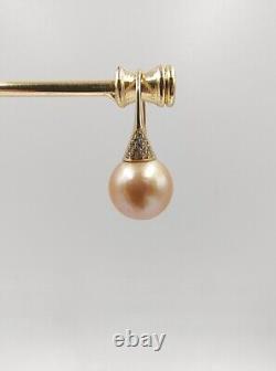 13.7mm Rare Super Large Natural Seawater Golden Pearl Earrings Stamped S925