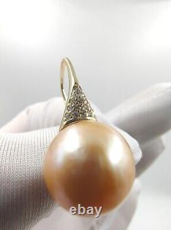 13.7mm Rare Super Large Natural Seawater Golden Pearl Earrings Stamped S925