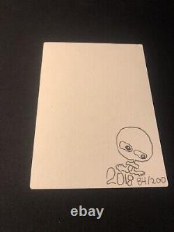 2018 UFO907 2 Eye Blue Alien Number 84/200 Original On Paper New Rare Signed