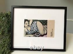 Anita Klein Reading By The Pool Silk Print Framed Rare