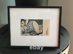 Anita Klein Reading By The Pool Silk Print Framed Rare