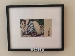 Anita Klein Reading By The Pool Silk Print Framed Rare