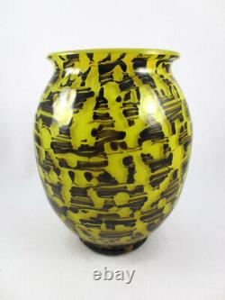 Antique Loetz New Diaspora Rare Color Yellow & Black Art Glass Vase Vintage