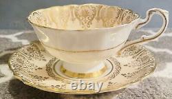 Antique Rare Paragon With Large Rose And Heavy Gold Accents Tea Cup & Saucer Set