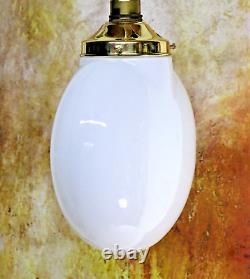 Ceiling Light Art Deco Rare Spheroid White Cased Glass Globe & New Brass Gallery