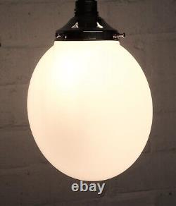 Ceiling Light Art Deco Rare Spheroid White Cased Glass Globe & New Brass Gallery