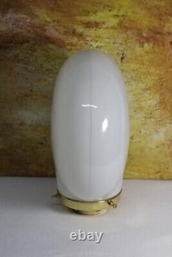 Ceiling Light Art Deco Rare Spheroid White Cased Glass Globe & New Brass Gallery