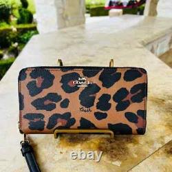 Coach leopard Print Large Wallets Brown Black NWT Gift Holiday Rare