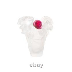 Daum Numbered Ed Rose Passion White & Pink Vase Small #05287-6 Brand Nib F/sh
