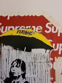 Death NYC 19x13 Signed Graffiti Pop Artist Rare. Banksy Umbrella Girl. COA