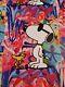 Death Nyc 19x13 Signed Graffiti Pop Artist Rare. Snoopy Woodstock Multi Color