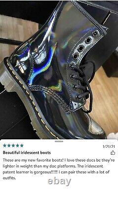 Dr. Martens 1460 RAINBOW Black Patent Lace Up Boots RARE FIND
