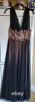 Ema Savahl Hand Painted Floral Ombre Dye Dress Black Garden Artwork Medium rare