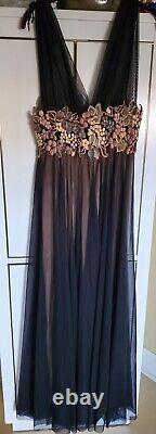 Ema Savahl Hand Painted Floral Ombre Dye Dress Black Garden Artwork Medium rare