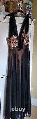 Ema Savahl Hand Painted Floral Ombre Dye Dress Black Garden Artwork Medium rare