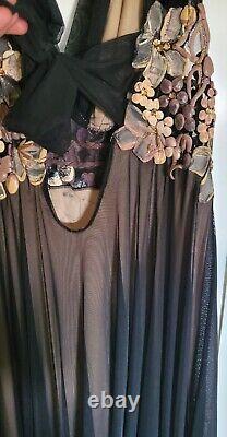 Ema Savahl Hand Painted Floral Ombre Dye Dress Black Garden Artwork Medium rare