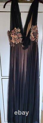 Ema Savahl Hand Painted Floral Ombre Dye Dress Black Garden Artwork Medium rare