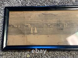 Extremely Rare Panographic Engraving Print New York Brooklyn Heights By St Memin
