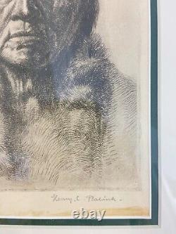 Henry Balink Original Etching Native American Chief Signed Ltd Ed 17 of 50 Rare