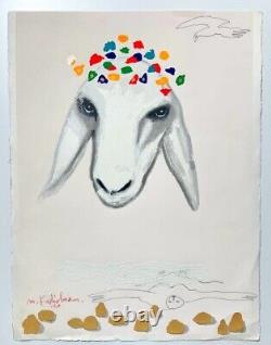 ISRAELI ART Menashe Kadishman Rare Sheep Silkscreen + Sketch A/P