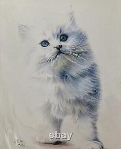 JANIE PIRIE V Rare & Genuine Lmited Edition Signed Cat Print'Baby Blue Eyes