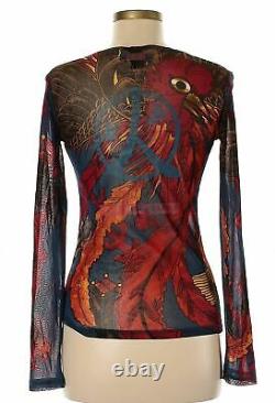 Jean Paul Gaultier Mesh Top Rare Rooster Tropical Bird Print $900 Size M New