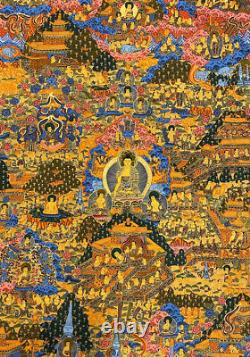 Large Rare Hand Painted Tibetan Chinese thangka Buddha Life Story painting Yoga
