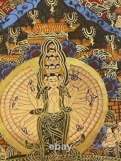 Large Rare Hand Painted Tibetan mandala thangka painting Buddha Om Signed Art