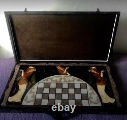 Large Rare Persian Handmade Khatam Backgammon & Chess Wooden Board Game