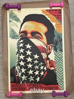Large Rare Unframed Shepard Fairey'injustice' Lithograph Hand Signed