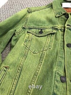 Levi's Rare Neon Lime Green Denim Acid Wash Trucker Jacket Men's Sz Medium M NWT