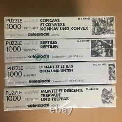 M. C. Escher collection of 4 rare 1000 piece puzzles, lot, sealed, new, vintage