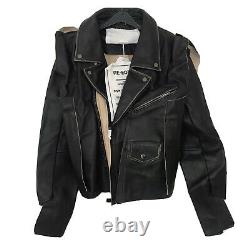 Maison Martin Margiela H&m Rare Black Leather Biker Jacket Uk 16 Eu 42 Us 12 New