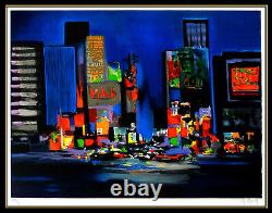 Marcel Mouly Large Hand Signed Color Lithograph Times Square New York Rare Art