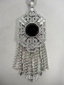 New Rare Art Deco Heirlooms Of Tomorrow Rhinestone Black Onyx Necklace Nos Nwt