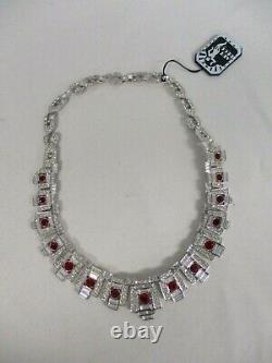 New Rare Art Deco Heirlooms Of Tomorrow Rhinestone Ruby Crystal Necklace Nos Nwt