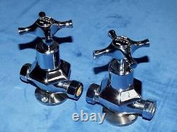 New Rare Boxed HE Rudge & Co Art Deco Quality 1930's Style 3 Hole Basin Tap Set