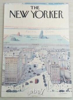 New Yorker Saul Steinberg 1976 Original Art Print with Frame Rare NYC Poster VTG
