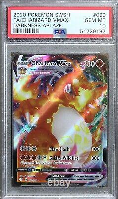 PSA 10 Pokemon 2020 Darkness Ablaze Holo Rare Full Art Charizard VMAX 020/189 20