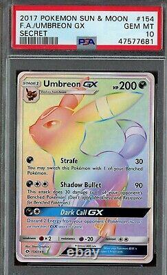 PSA 10 Umbreon GX Secret Rainbow Rare Full Art 154/149 Pokemon Sun & Moon