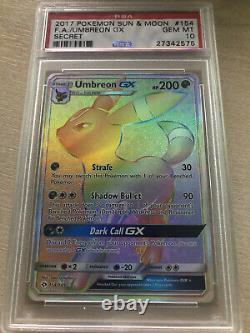 PSA 10 Umbreon GX Secret Rainbow Rare Full Art 154/149 Pokemon Sun & Moon