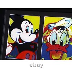 Peter Max Donald Duck Rare Art Print Hand Painted Mickey-Minnie Signed Mira COA