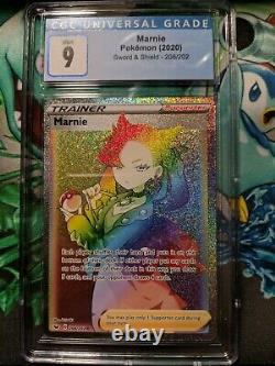 Pokemon Marnie 208/202 Full Art Rainbow Rare CGC 9 Mint PSA BGS