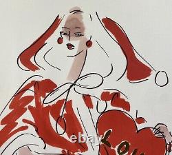RARE 1994 Hubert de Givenchy Signed Holiday Christmas Fashion Sketch Print Gift