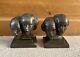 Rare Art Deco 1930s Frankart New York Cast Metal Singing Head Bookends Am Dram