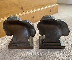 RARE Art Deco 1930s FRANKART New York Cast Metal Singing Head Bookends Am Dram