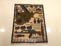 RARE GENUINE AFGHAN WAR RUG & Wall Hanging Hand knotted Wool Unique Tribal Art