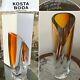 Rare Heavy 24cm Kosta Boda Aria Sweden Göran Wärff Amber Art Glass Vase Box