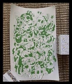 RARE Jon Burgerman x 2 Art Prints. Green Print With Signature. Limited Edition