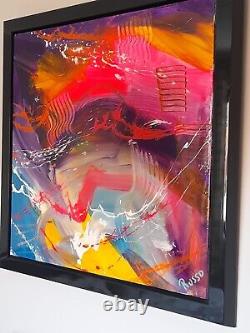 RARE ORIGINAL ANTONIO RUSSO Kanye West music abstract colourful OIL PAINTING